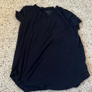 basic long black tee with a pocket on the front from american eagle